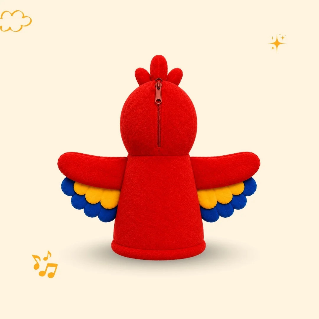 Back of the puppet with the head zip
